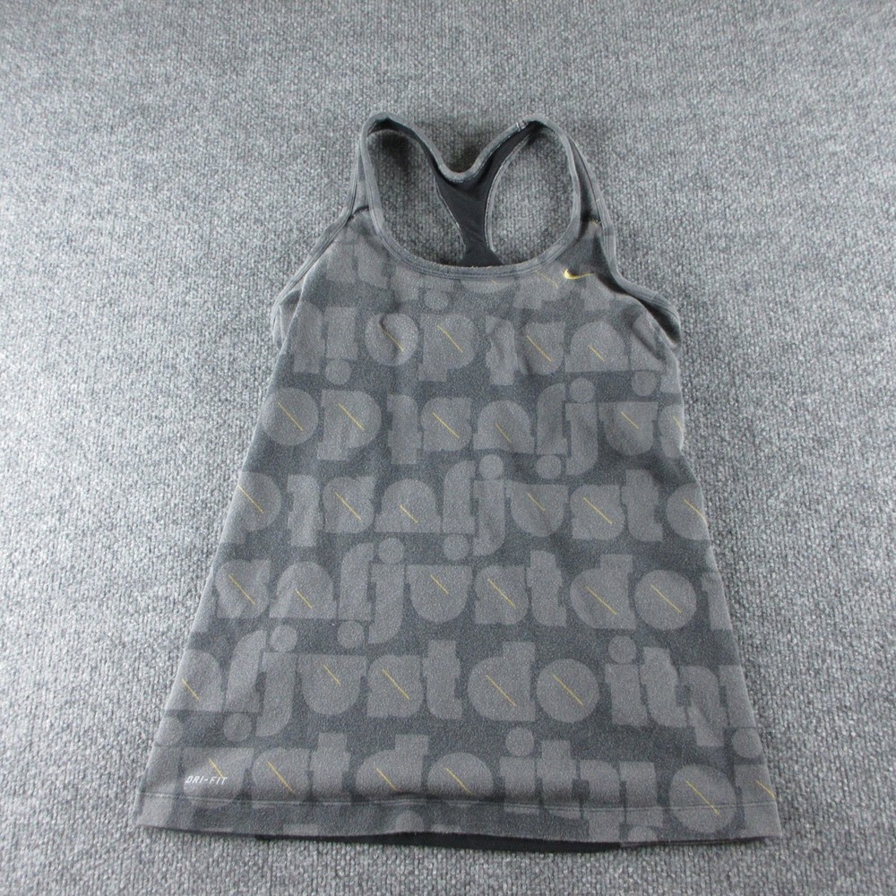 Nike Tank Top Womens M Gray Dri-FIT Just Do It Racerback Athletic Running Gym